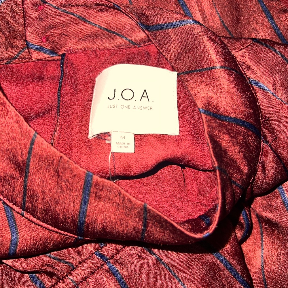 J.O.A. Long Turtleneck Burgundy Striped Dress.